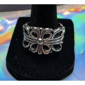 Ring Cuff Old Floral Cross  Stainless Steel Size 11, 14.5‎ mm  Item 0134